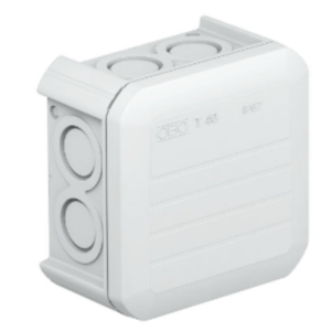 OBO T40 Junction Box – Blank, Light Grey (90 × 90 × 52 mm)