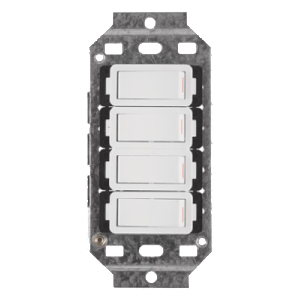 Crabtree Classic 4‑Lever 1‑Way Switch – 4×2, White