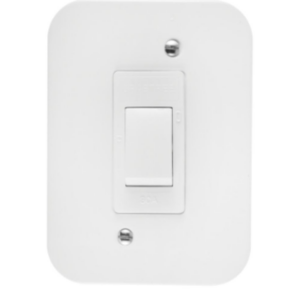 Crabtree Classic Industrial 30 A Isolator – 2‑Pole, Surface Mount, 119 × 83 mm, White