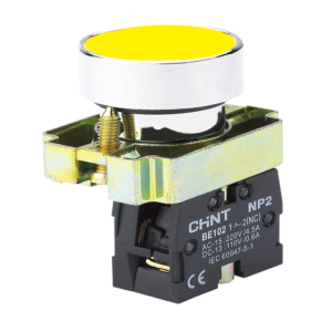 Chint Pushbutton – Metal Head, Yellow, 1NO Contact (Complete Unit)