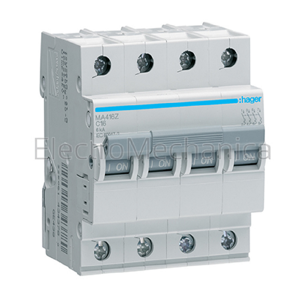 Hager Miniature Circuit Breaker (MCB) – 32A, 4 Pole, 6kA, C-Curve