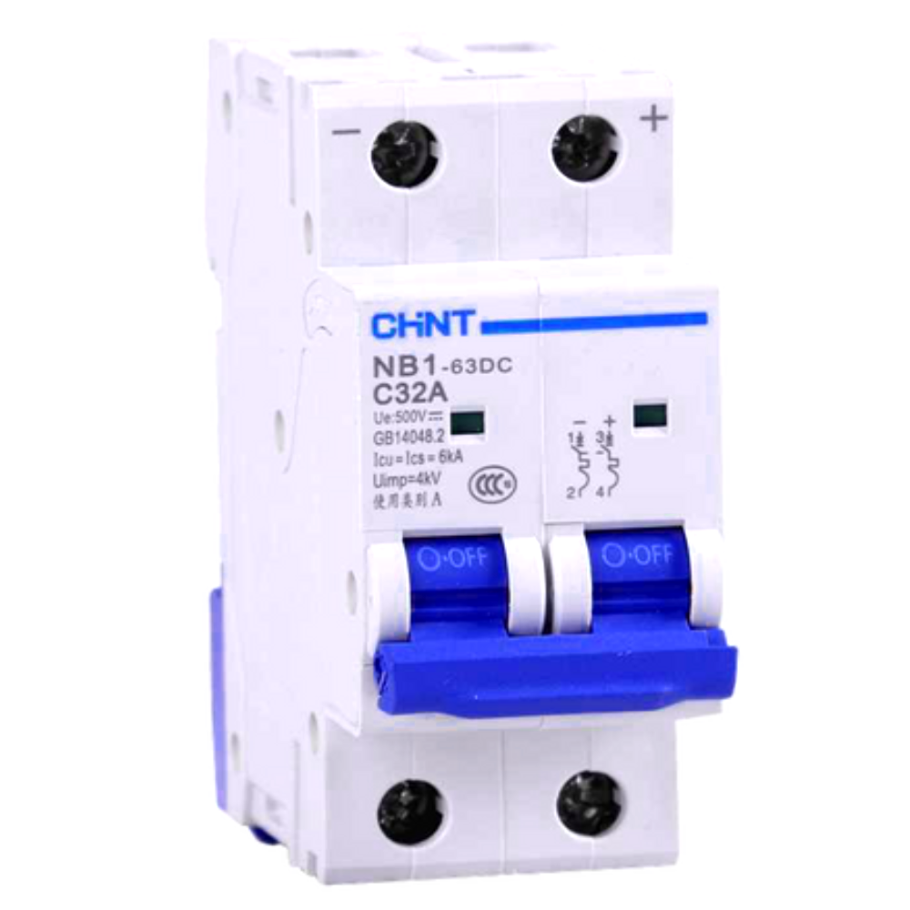 Chint PV DC Circuit Breaker – 20A, 2P, 500V DC, 6kA