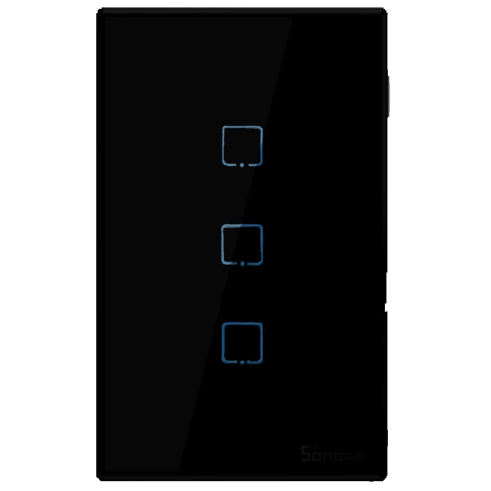 Sonoff 3-Lever (3 Gang) Touch Switch – Black, Wi-Fi & RF, 2.4 GHz
