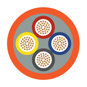 PVC Nitrile Trailing Cable 6.0 mm² × 4 Cores, Orange – 600/1000 V (35 A)