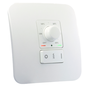 Veti 1 - Underfloor Heating Thermostat – Rotary Control, 3kW with 20A 2-Pole Isolator, 4x4 White
