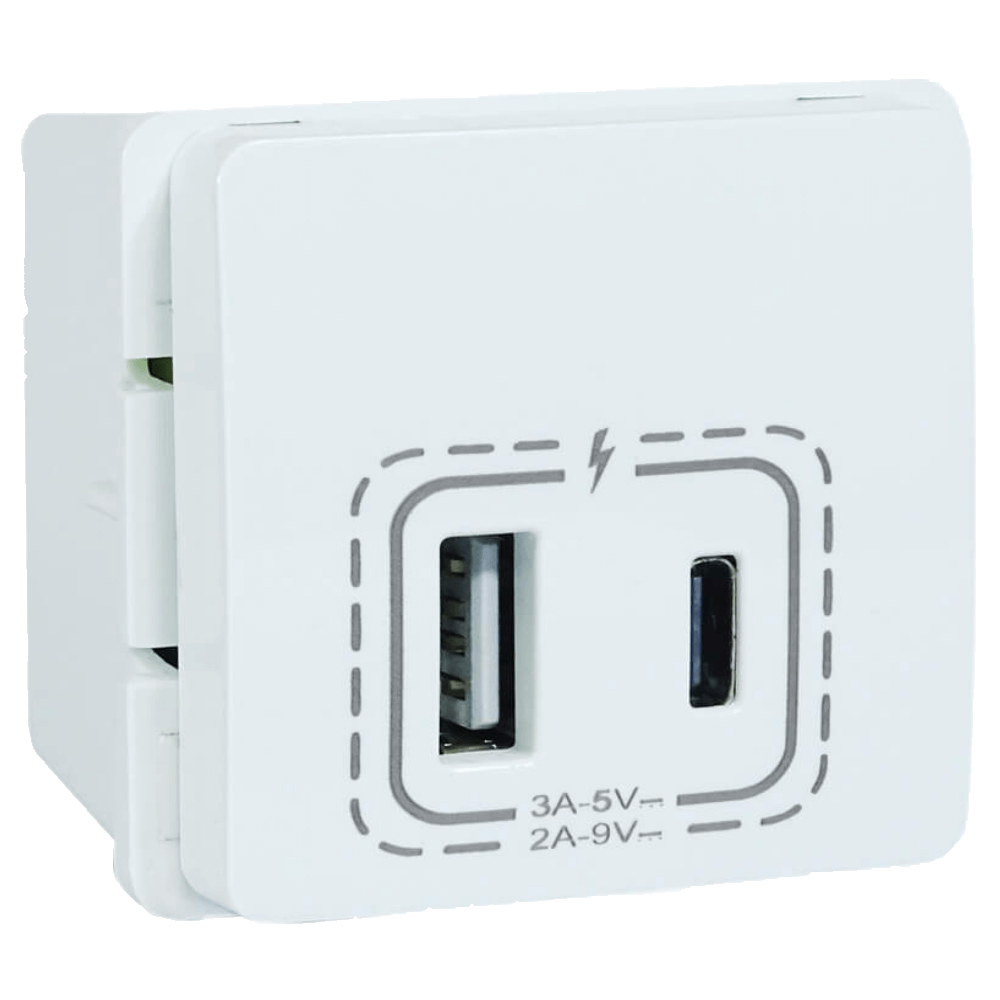 Veti 1 - 18W Combined USB-A & USB-C Socket Outlet White