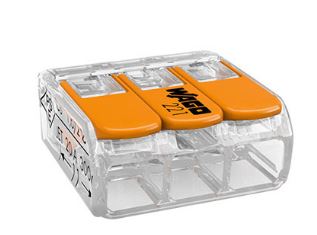 WAGO 3‑Way Splice Connector – 0.14 mm² to 4 mm², Orange