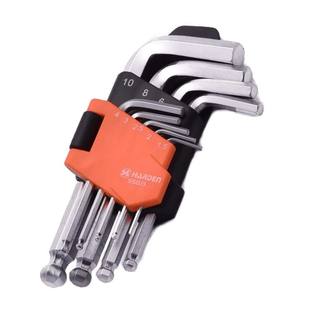 Ruwag Harden 9‑Piece Medium‑Length Ball‑End Hex Key Set (1.5–10 mm