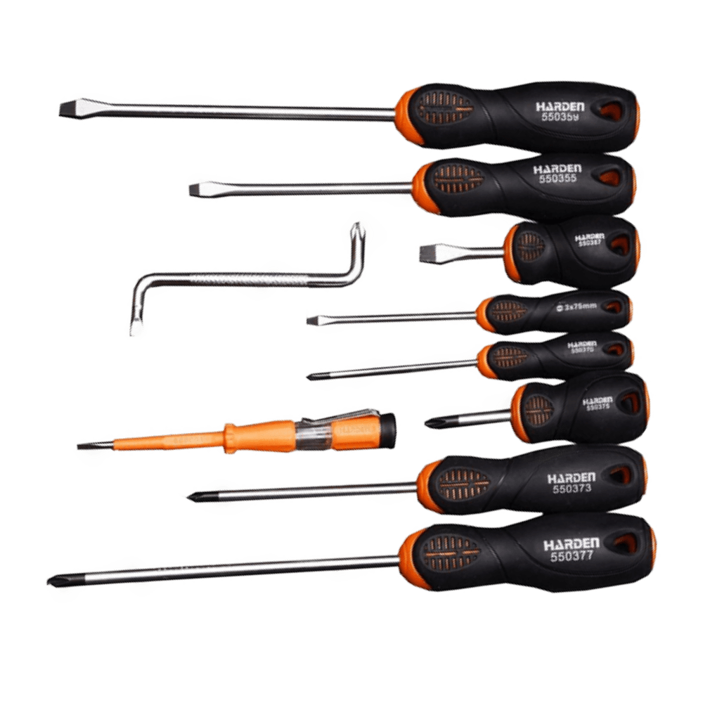 RUWAG HARDEN 10 PIECE SCREWDRIVER SET SOFT HANDLE