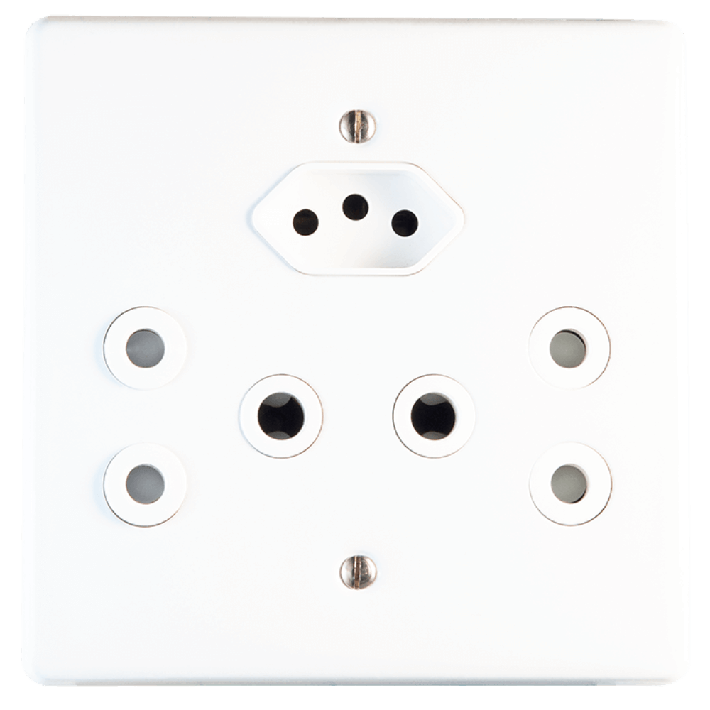 Crabtree Classic Combo UNSSO Cyclops – 2×16A RSA + 1×16A V-Slim, 4×4, Complete with Cover Plate, White
