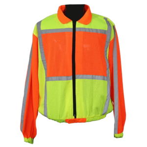 Reflective Safety Jacket with Sleeves – Lime & Orange (Size L)