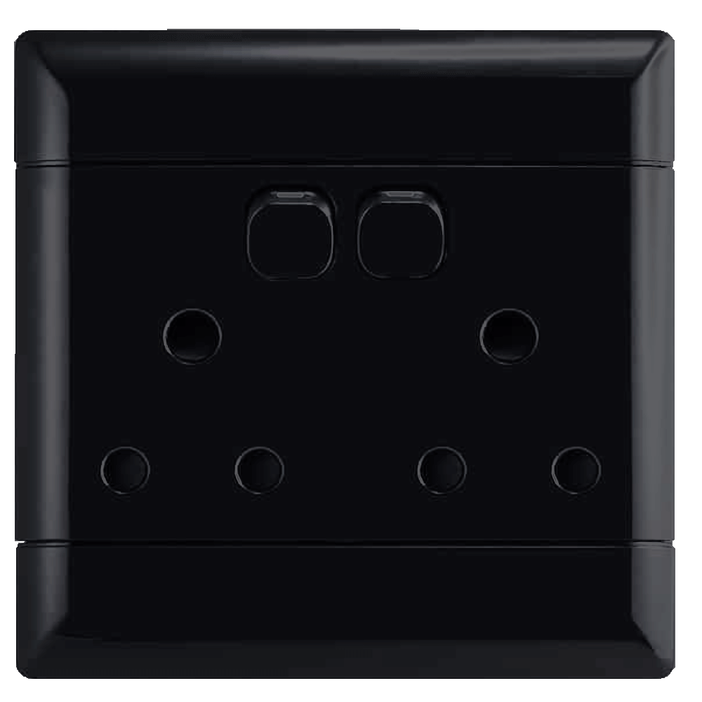 NEU Switch Socket Double 100×100 – Black