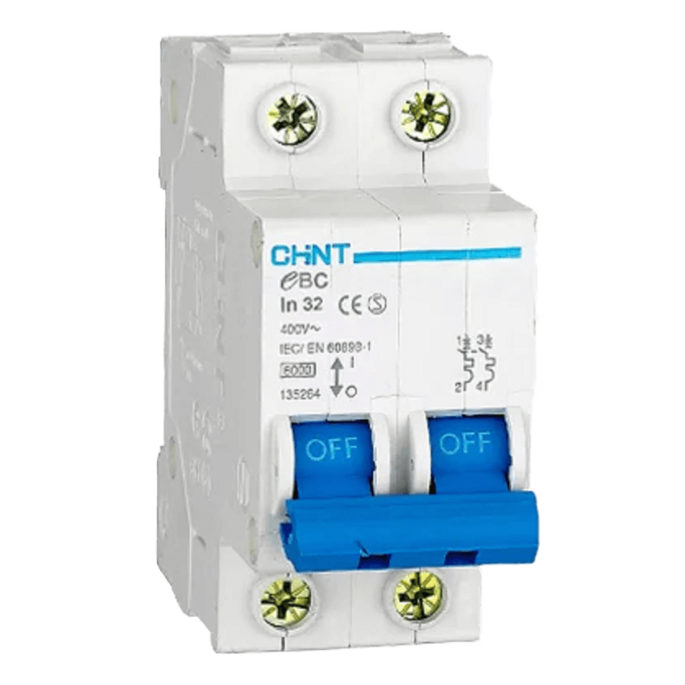 Chint DIN Circuit Breaker – 63A, 2P, C-Curve, 3kA
