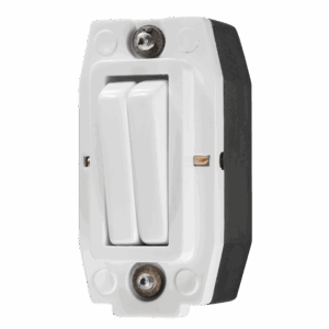 Crabtree Classic Module 1‑Way 20 A Twin Switch – Screw‑On, White