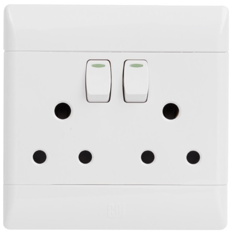 CBI Double Switched Socket Outlet (4×4, White)