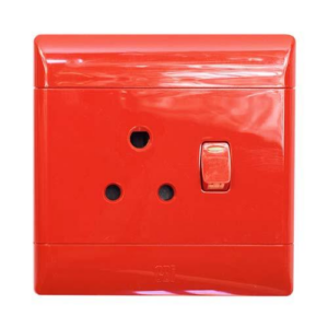 CBI Red Single Switched Socket Outlet (4×4, 16 A)