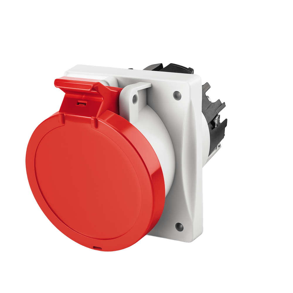 SCAME Flush-Angled 5-Pole Panel-Mount Socket – 63 A, IP54 (3P+N+E)