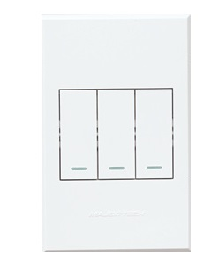 Veti 3 – 3-Lever 2 x Bell Press, 1 x 2-Way Switch 4x2 White Complete