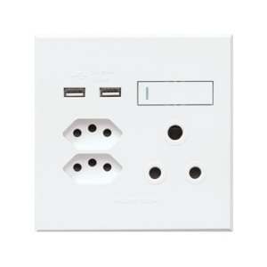 VETI 3 - COMBO SSO 1 X 16A RSA, 2 X 16A V-SLIM, 2 X USB 4X4 WHITE