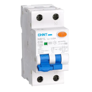 Chint RCBO – 63A, 2P (1P+N), C-Curve, 30mA, 6kA Earth Leakage + Overload Protection