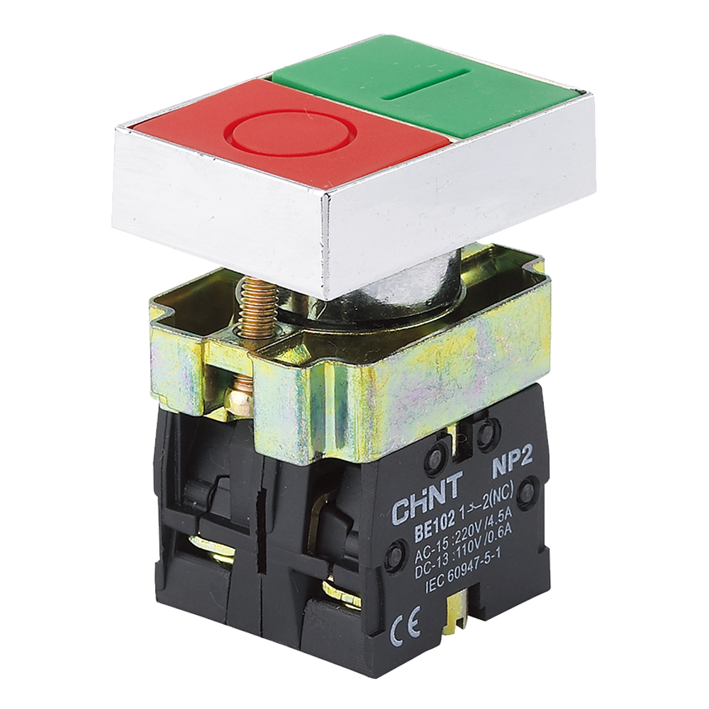 Chint Pushbutton – Square Double, Red + Green, 1NC + 1NO