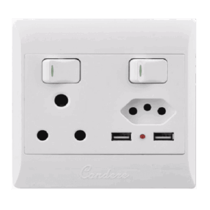 Chint Condere Switched Socket + Dual USB – 16A + 10A