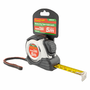 Tork Craft Measuring Tape – 5m × 19mm, Self-Lock, Stainless Steel & Rubber Casing, Matt Finish