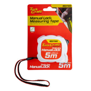 Tork Craft Measuring Tape – 5m × 25mm, Metal Blade, Self-Lock