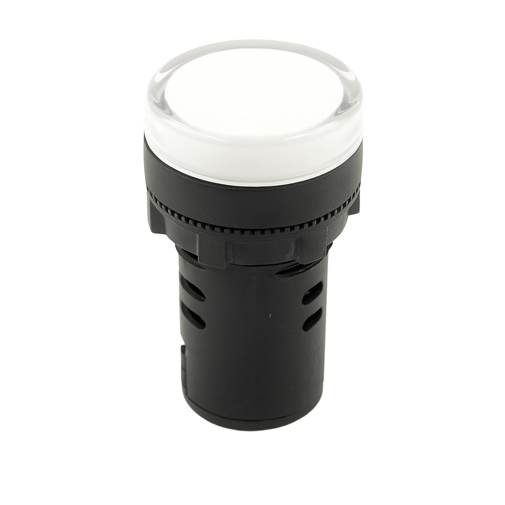 Chint LED Pilot Light – White, 240V AC/DC, 22mm, Flat Head Top