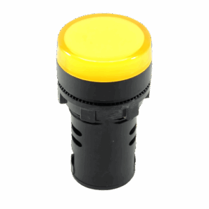 Chint LED Pilot Light – Yellow, 24V AC/DC, 22mm, Flat Head Top