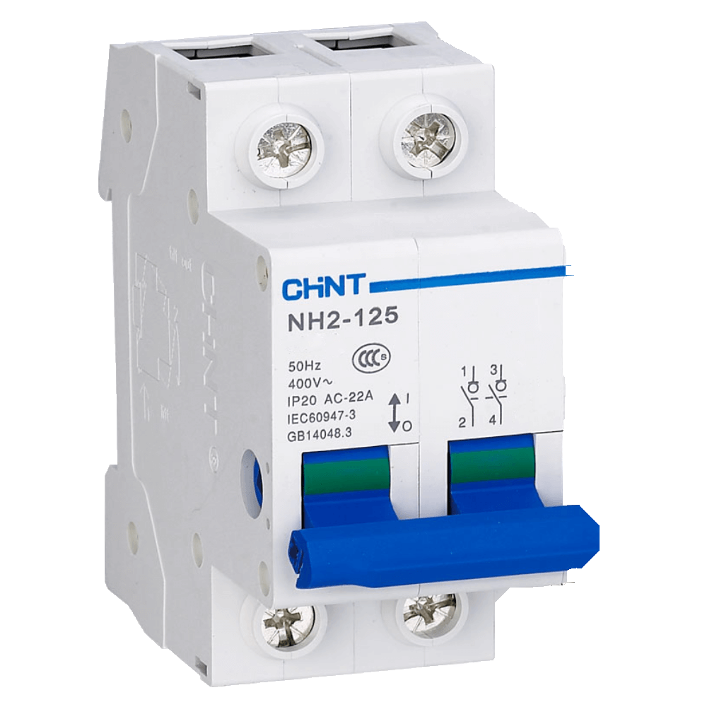 Chint Isolator – 100A, 2 Pole, DIN Rail Mounted
