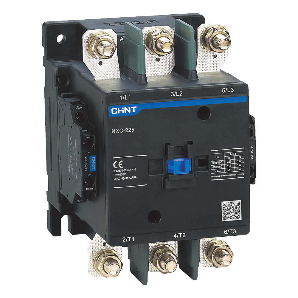 Chint Contactor – 120A 3P (3NO Main + 2NO + 2NC Aux), 400–415V, 55kW
