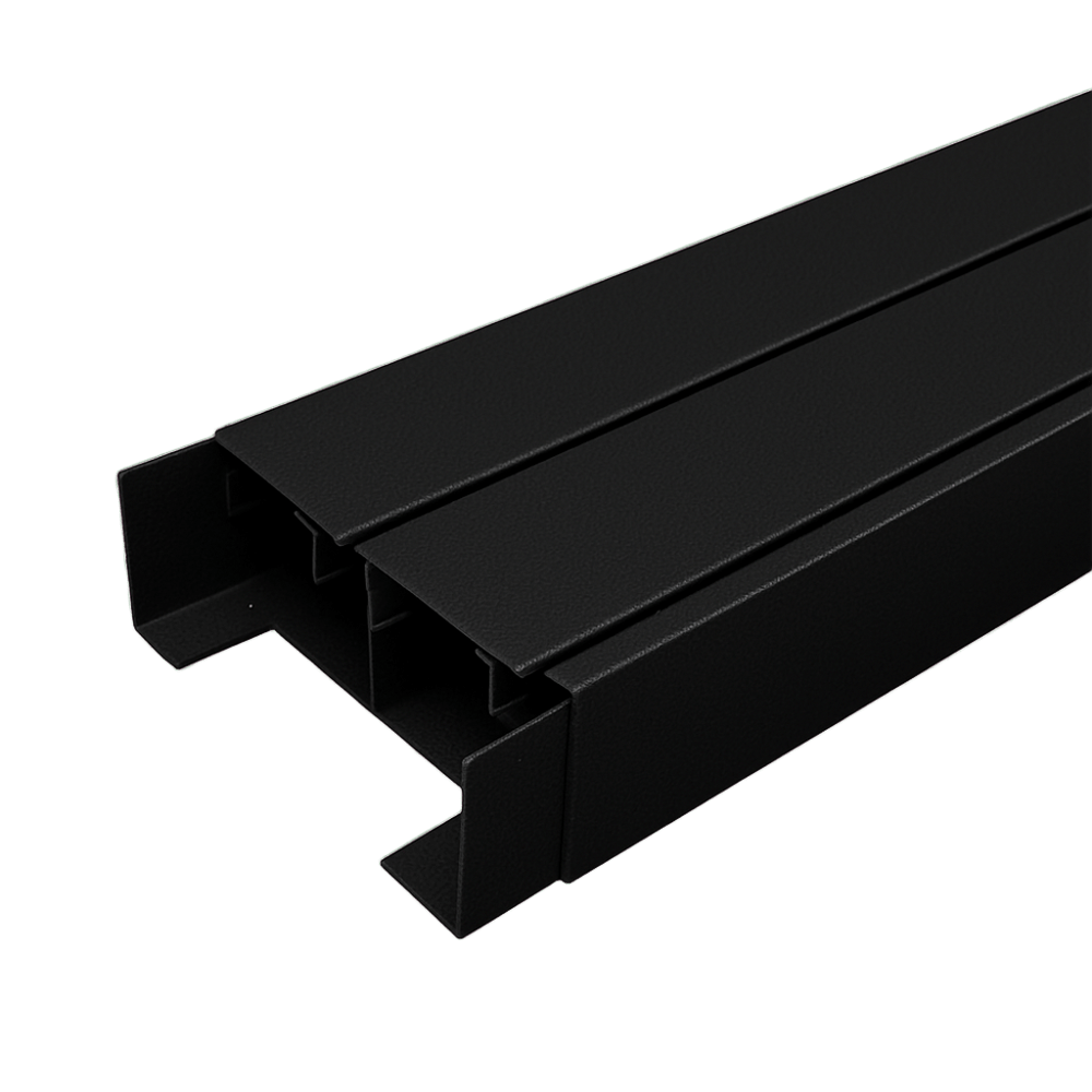 N8/P801 Plinth Skirt – 2 Compartment, Complete with Covers, 3m, Black