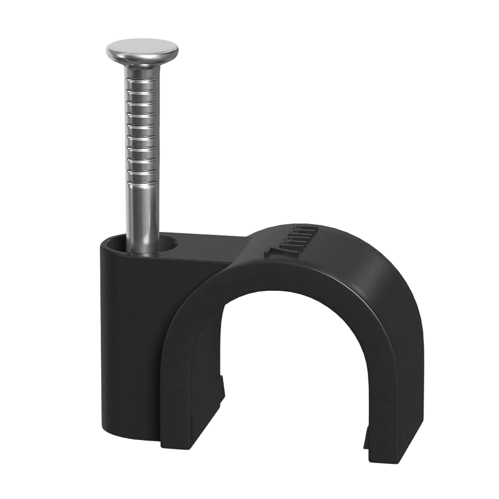 Polysaddle 6 mm Black Round Cable Clips (Pack)