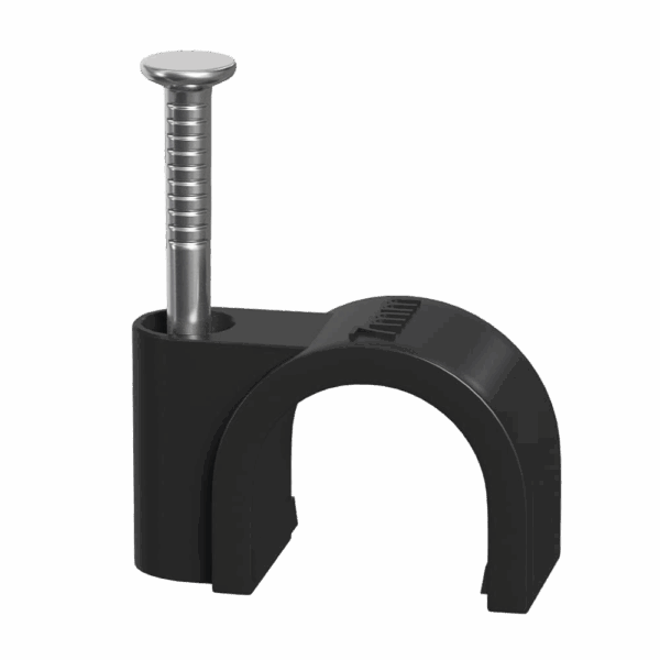 Round Rwp Clip Polysaddle 9 mm Black Round Cable Clips (Pack of 100) - Key Electric Online