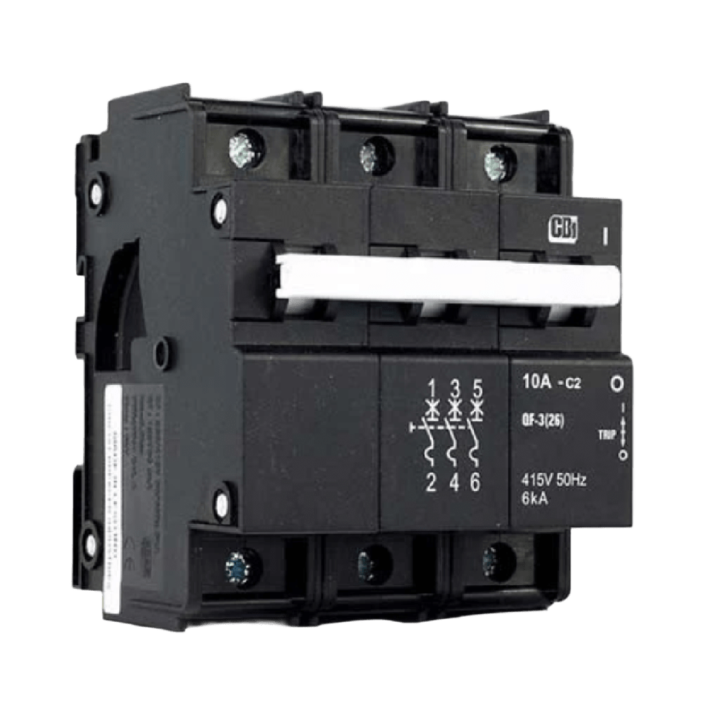 CBI QF-3(26) 40A 3-pole hydraulic magnetic mini-rail circuit breaker with white handle