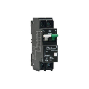 CBI QA17A 63A 1P+N earth leakage circuit breaker with overload protection white and green handle