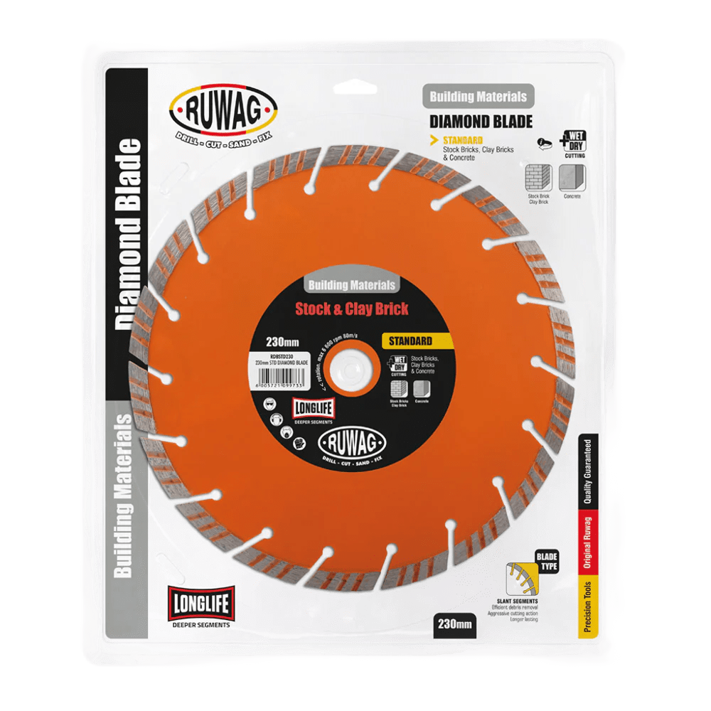 Ruwag Diamond Blade – 230 mm Segmented Rim (Masonry / Concrete) (Standard Grade)