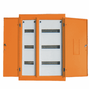 DB Surface 3x24 SAM 3-Phase Distribution Board – 2 Doors, Side JSO, Orange, IP55 Rated, Complete with Busbar