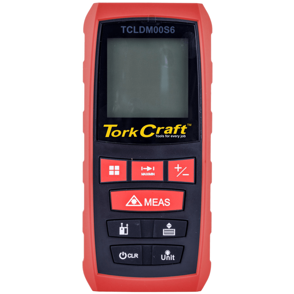 Tork Craft Laser Distance Meter – 0.2 to 60m, with Volume, Area, Min/Max, and Pythagoras Functions