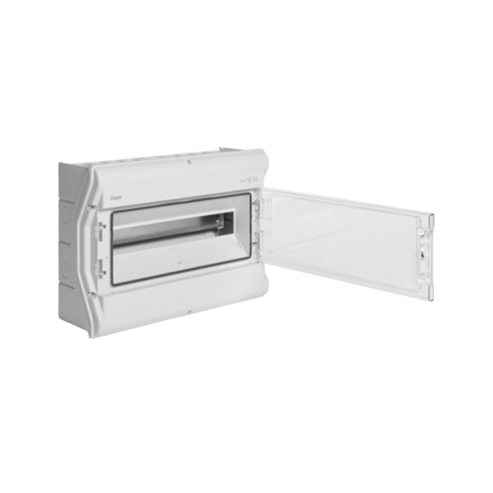 Hager 18 Way Distribution Board - Surface Mount 1x18 Module IP55 Rated
