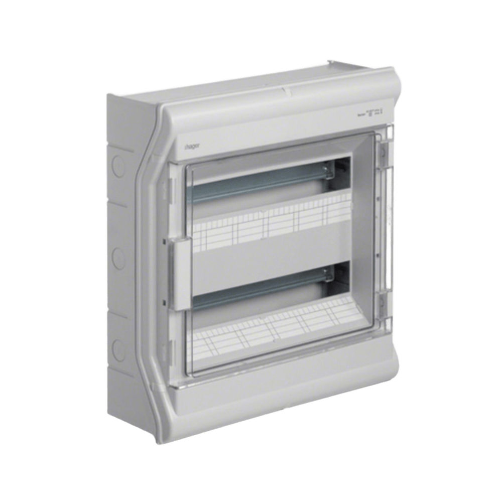 Hager 24 Way Distribution Board - Surface Mount 2x12 Module IP65 Rated