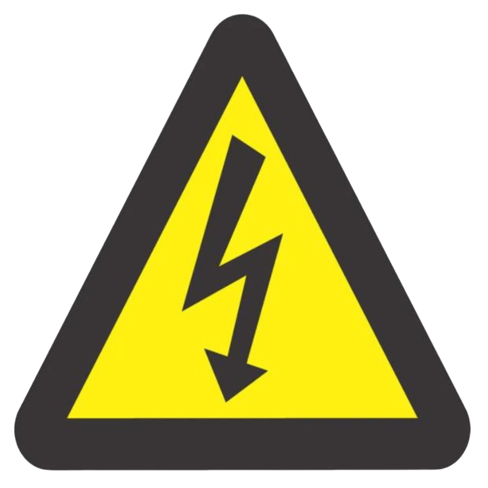 Warning Sign – Lightning Symbol, 65×65mm Sticker