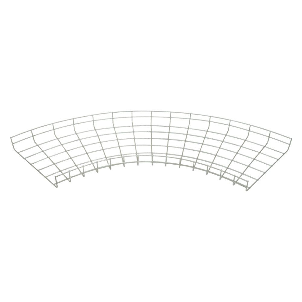 Wire Mesh Horizontal Elbow – 100mm Medium Duty, Radius 450mm, Zinc-Plated Steel Cable Tray Bend for Electrical and Data Installations