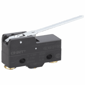 Chint Micro Limit Switch with pin plunger actuator for industrial position sensing and machine control.